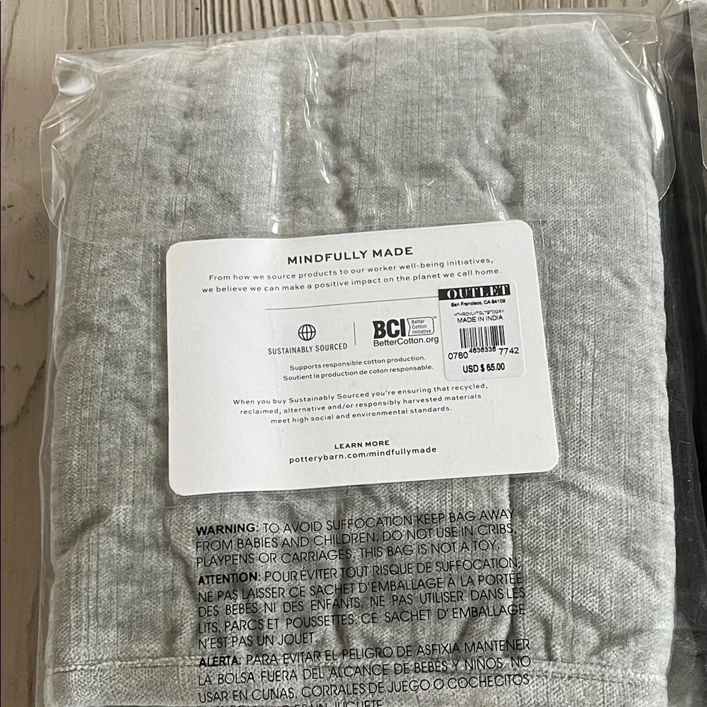 Pottery Barn set of 2 Hudson Heathered velvet sham standard size 26 x 20